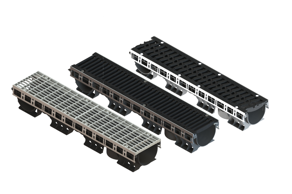 Лоток пластиковый PolyMax Drive DN150 h166 с выпуском